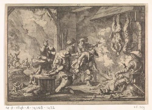 Wreedheden van de Fransen in het prinsbisdom Luik, 1650 by Jan Luyken, print, 1698