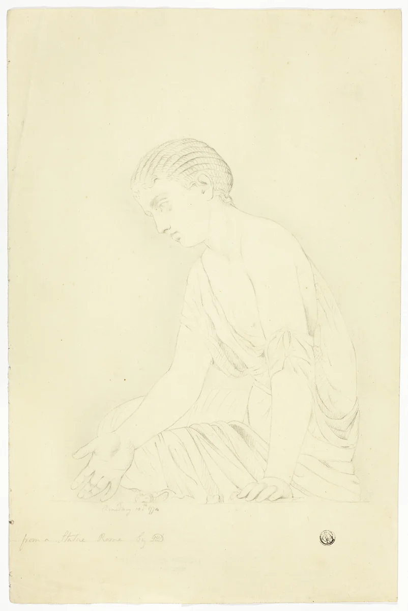 Statue of Seated Girl by John Downman, drawing, 1774