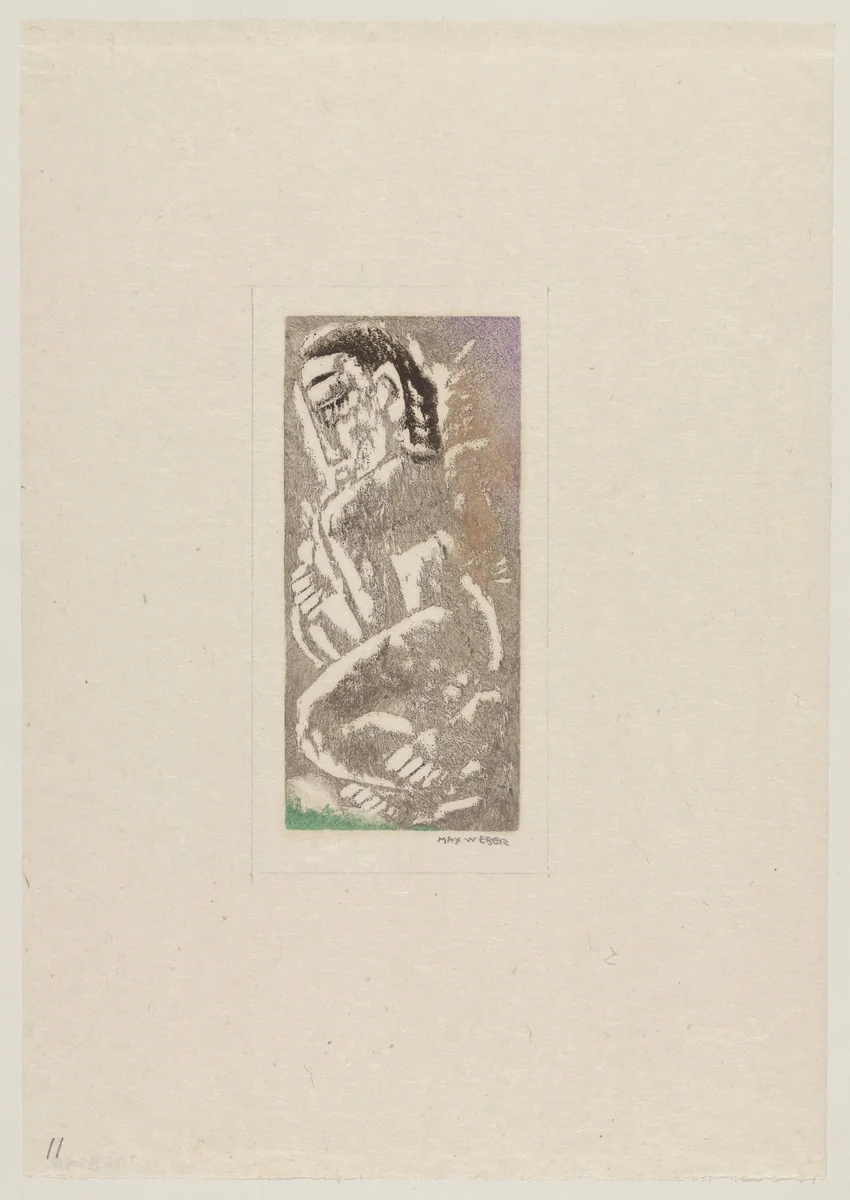 Crouching Nude by Max Weber, print, 1919