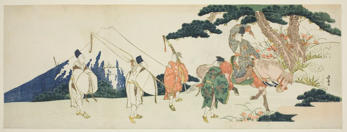 The Eastern Journey of the Celebrated Poet Ariwara no Narihira by Katsushika Hokusai (葛飾 北斎), print, 1801-1811