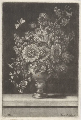 Bloemen in een vaas by anonymous, print, 1662-1726