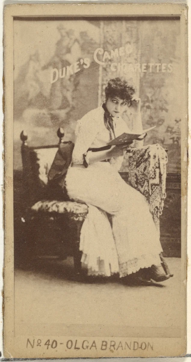 Card Number 40, Olga Brandon, from the Actors and Actresses series (N145-4) issued by Duke Sons & Co. to promote Cameo Cigarettes by W. Duke, Sons & Co., photograph, 1880-1889