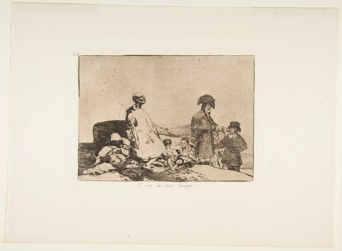 Plate 61 from "The Disasters of War" (Los Desastres de la Guerra): 'Perhaps they are of another breed' (Si son de otro linage) by Goya, print, 1863
