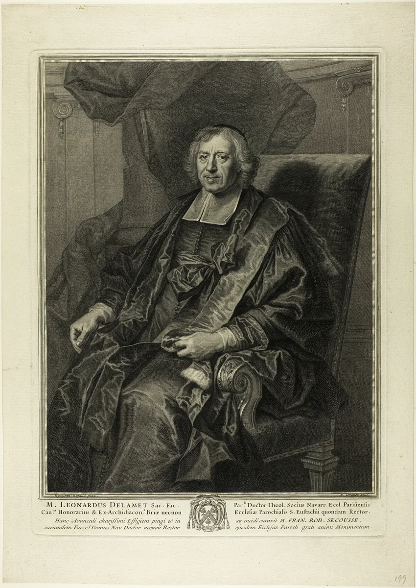Portrait of Léonard de Lamet by Pierre Drevet, print, 1699-1700