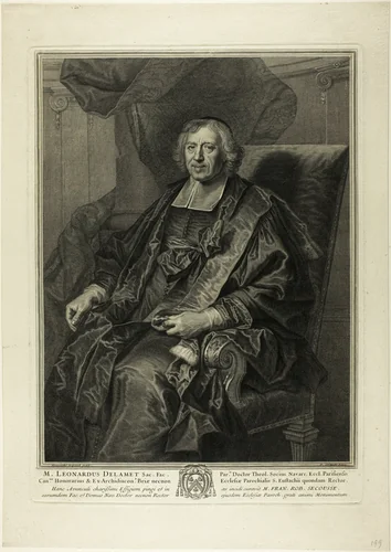 Portrait of Léonard de Lamet by Pierre Drevet, print, 1699-1700
