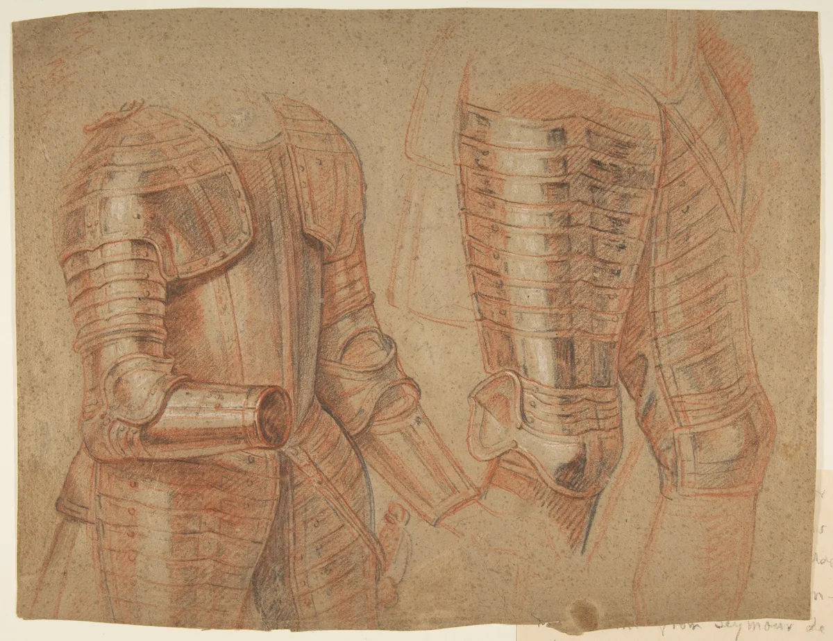 Studies of Armor by anonymous, drawing, 1600-1700