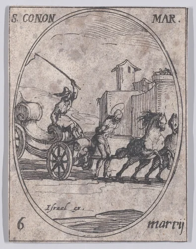 St. Conon, Martyr, March 6th, from "Les Images De Tous Les Saincts et Saintes de L'Année" (Images of All of the Saints and Religious Events of the Year) by Jacques Callot, print, 1636