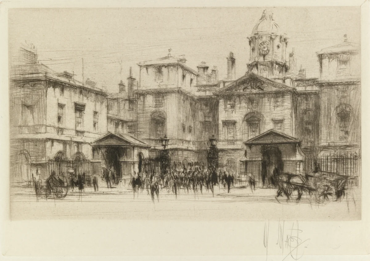 London Set: Horseguards by William Walcot, print, 1924