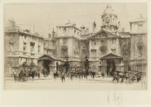 London Set: Horseguards by William Walcot, print, 1924
