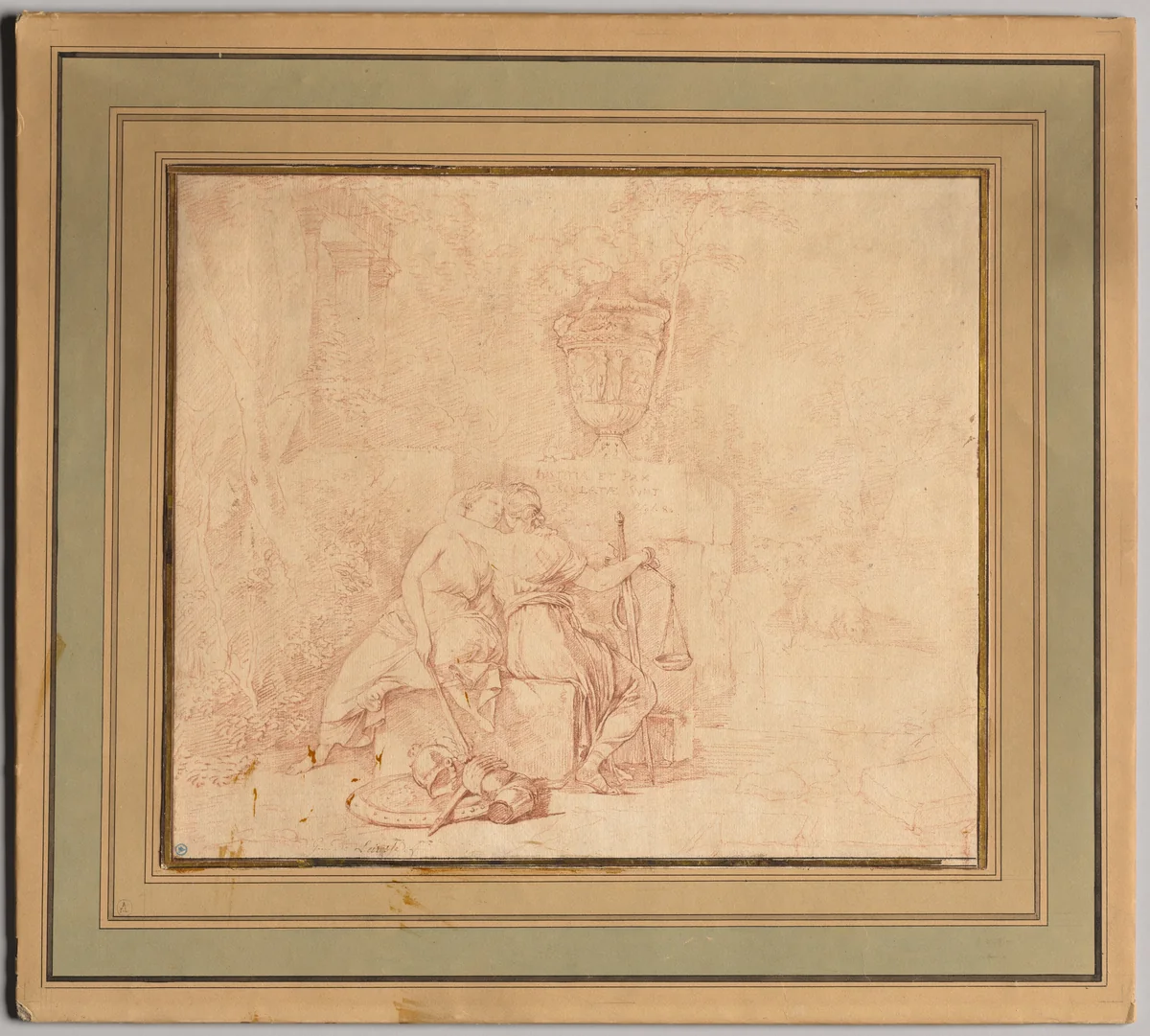 The Kiss of Peace and Justice by Gerard de Lairesse, drawing, 1654-1659