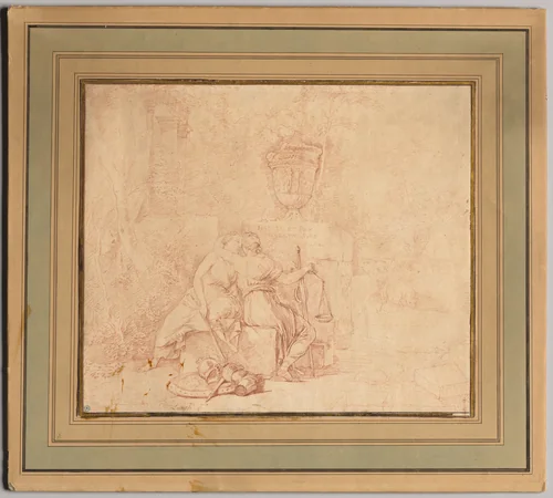 The Kiss of Peace and Justice by Gerard de Lairesse, drawing, 1654-1659