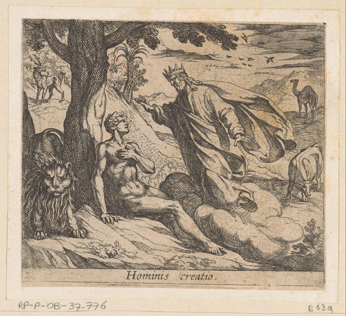Schepping van de mens by Antonio Tempesta, print, 1606