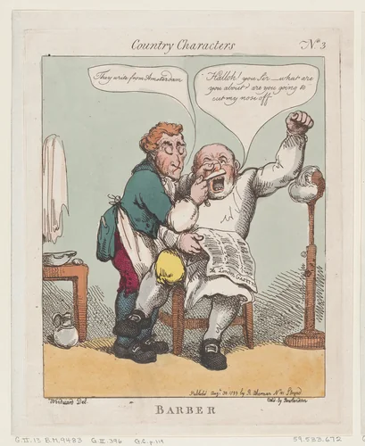Barber by Thomas Rowlandson, print, 1799