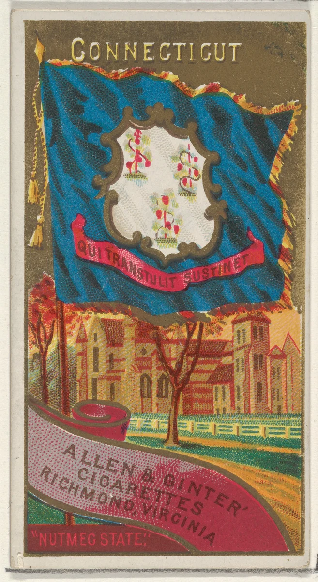 Connecticut, from Flags of the States and Territories (N11) for Allen & Ginter Cigarettes Brands by Allen & Ginter, print, 1888