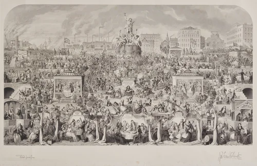 The Drinking Customs of Society or Worship of Bacchus by George Cruikshank, print, 1864