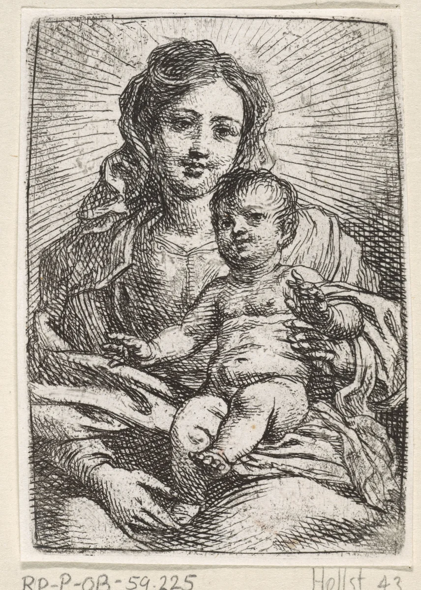 Madonna met kind by Cornelis Schut, print, 1618-1655