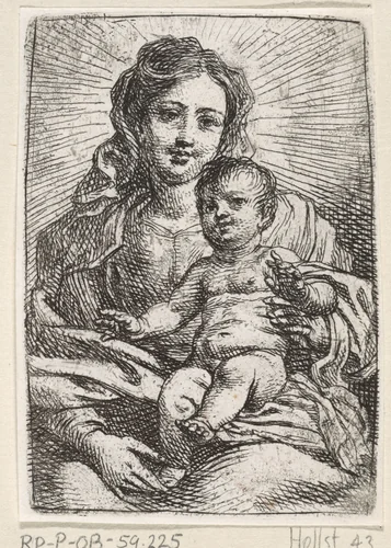 Madonna met kind by Cornelis Schut, print, 1618-1655