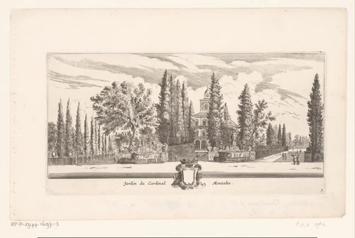 Gezicht op de tuin van kardinaal Montalto by anonymous, print, 1631-1691