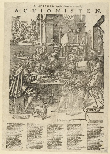 Spotprent op de Actionisten van 1720 by Cornelis Anthonisz, print, 1541