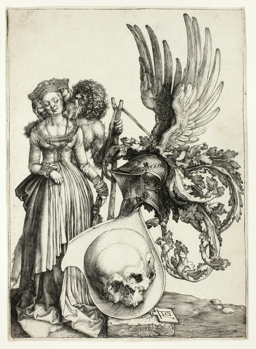 Coat of Arms with a Skull by Albrecht Dürer, print, 1503