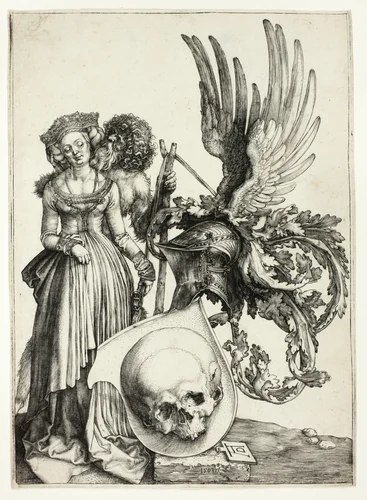 Coat of Arms with a Skull by Albrecht Dürer, print, 1503