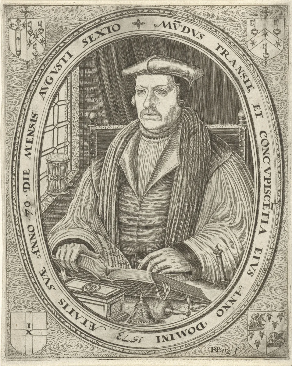 Portret van Mathew Parker by Unknown, print, 1573