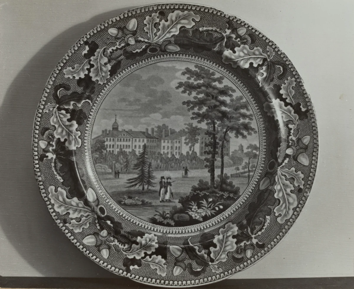 Plate - "Harvard College" by Helmut Hiatt, index of american design, 1936