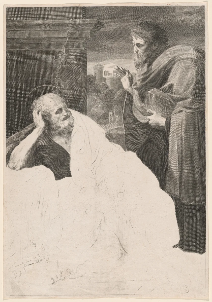 Saints Peter and Paul by Gaetano Gandolfi; Guido Reni, print, 1785