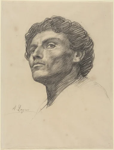 Head of a Man by Alphonse Legros, drawing, 1837-1911