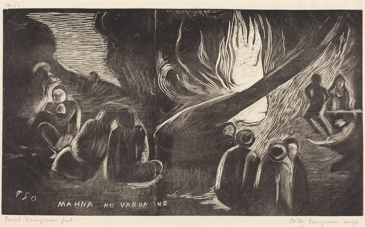 Mahna no Varua Ino (The Devil Speaks) by Paul Gauguin, print, 1894-1895