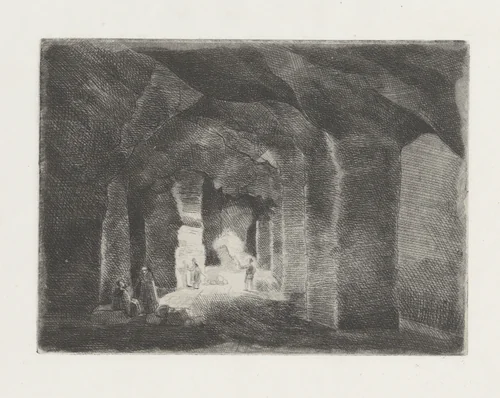 Ondergronds gangenstelsel in de Sint Pietersberg te Maastricht by Alexander Schaepkens, print, 1859