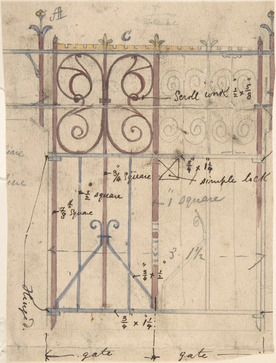 Design for a Church Gate by Richardson Ellson, drawing, 1875-1885