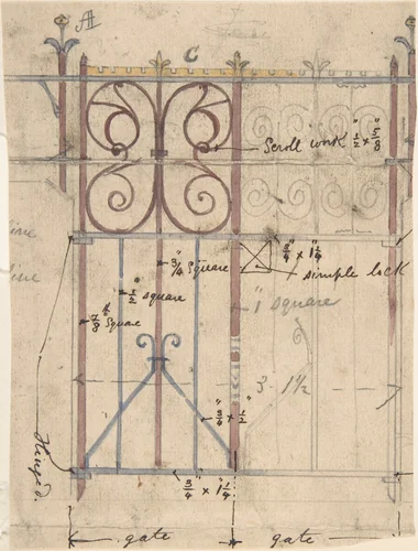 Design for a Church Gate by Richardson Ellson, drawing, 1875-1885
