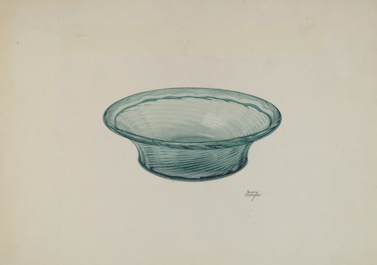 Ribbed Glass Bowl by Beverly Chichester, index of american design, 1940