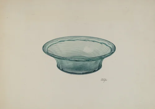 Ribbed Glass Bowl by Beverly Chichester, index of american design, 1940