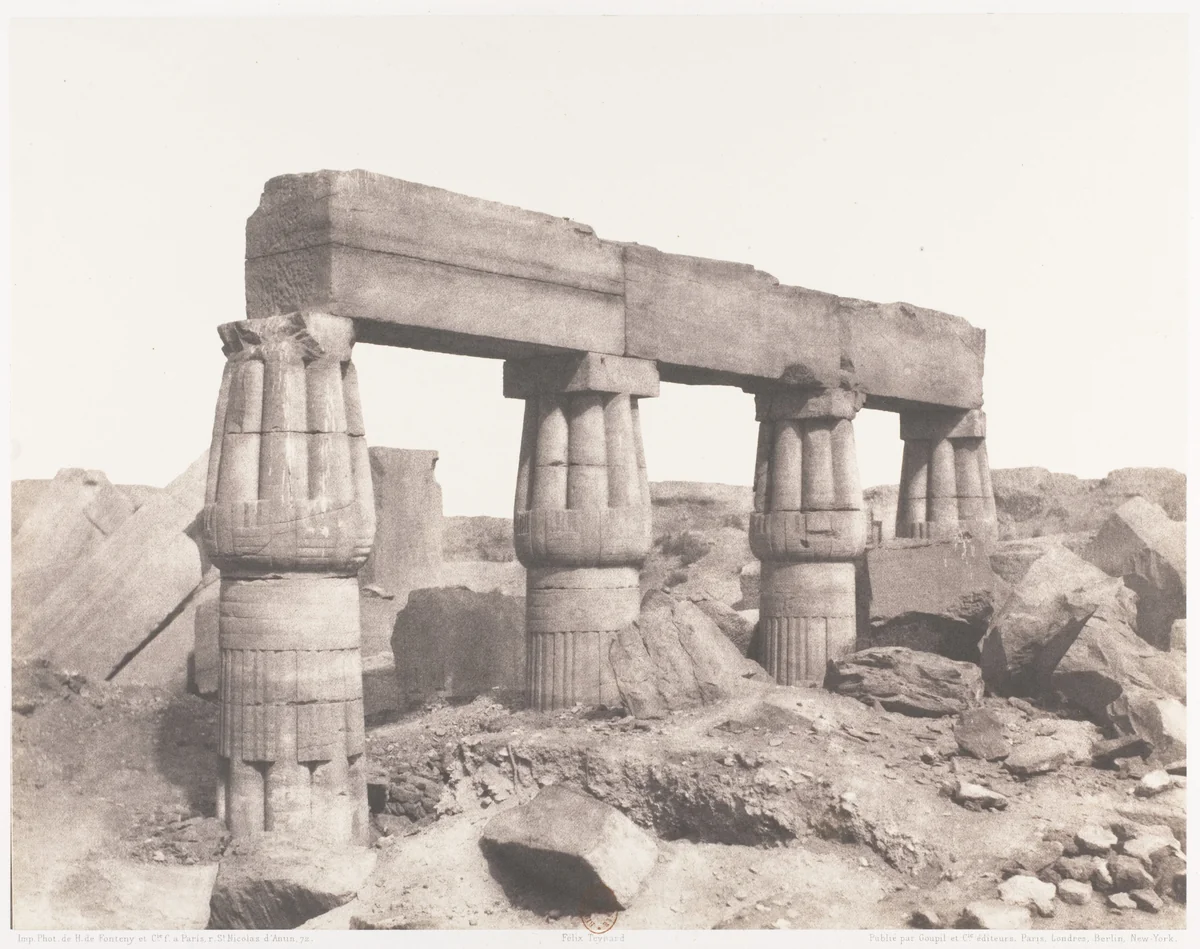 Karnak (Thèbes), Palais - Partie Posterieure - Fragment de Colonnades Vu du Point S by Félix Teynard, photograph, 1851-1852