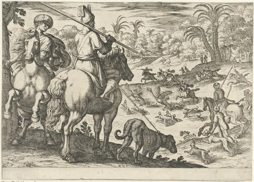Ostrich Hunt, from "Hunting Scenes VI" by Antonio Tempesta, print, 1609