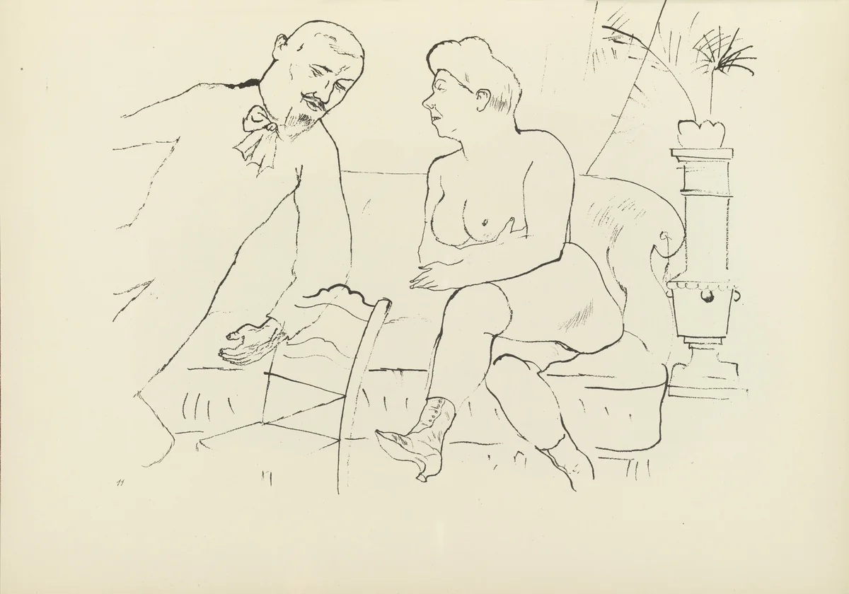 Der Besuch (plate, folio 14) from Ecce Homo by George Grosz, illustrated book, 1922