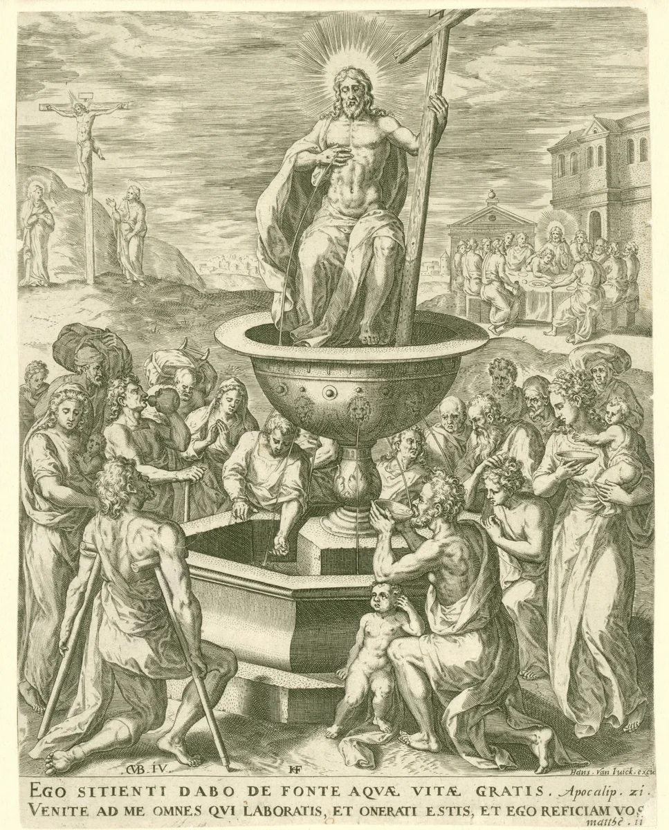 Christus als fontein van het leven by Unknown, print, 1530-1580