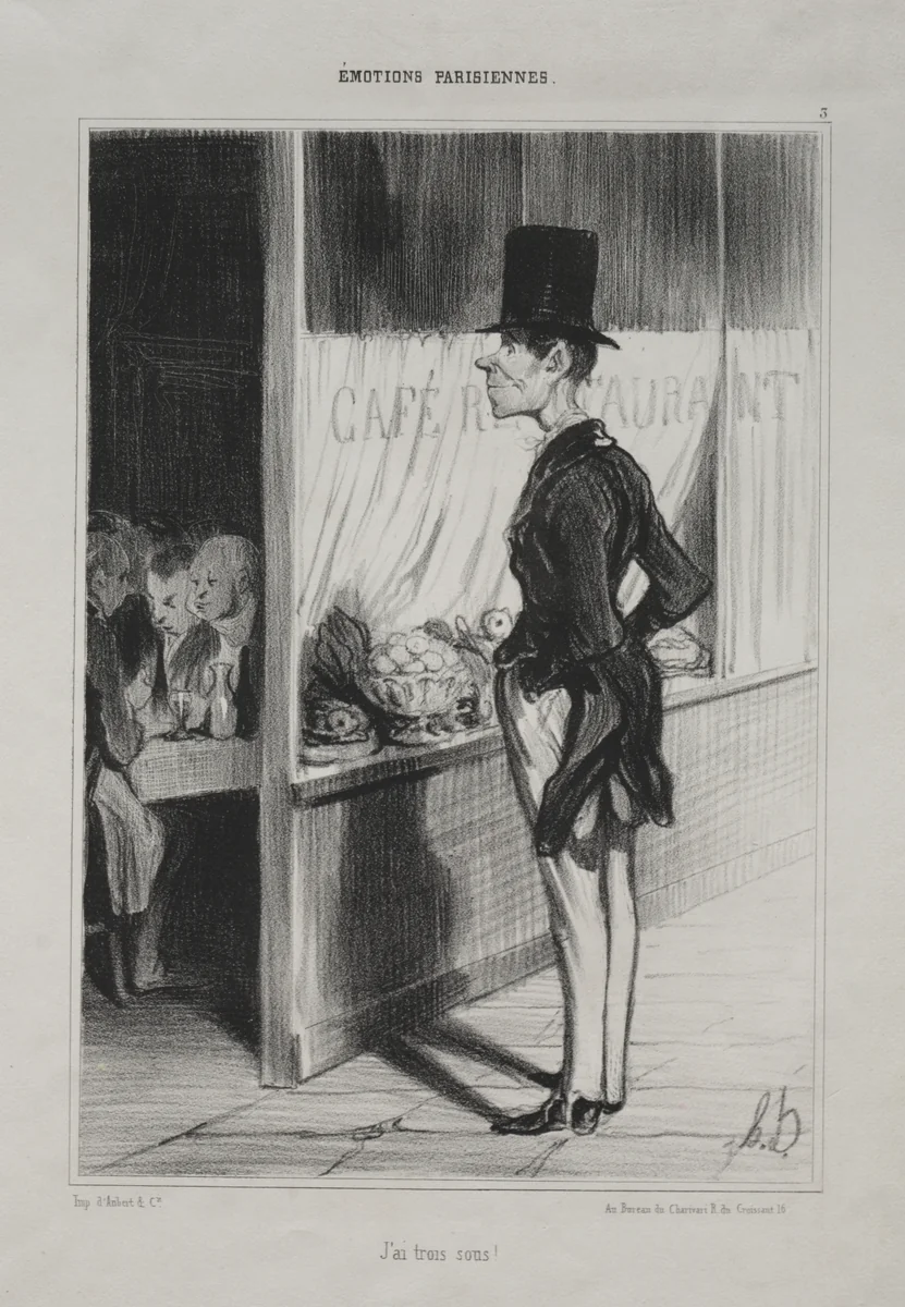 I Have Three Sous! by Honoré Daumier, print, 1839
