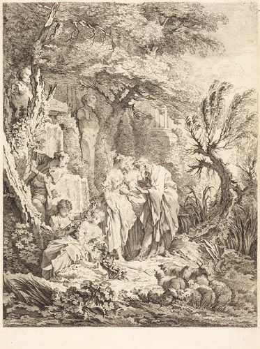 La Bonne Aventure by Pierre-Alexandre Aveline; François Boucher, print, 1738