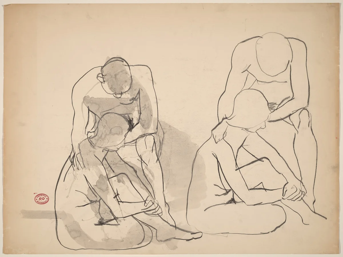 Untitled [two studies of a nude couple] by Richard Diebenkorn, drawing, 1955-1967