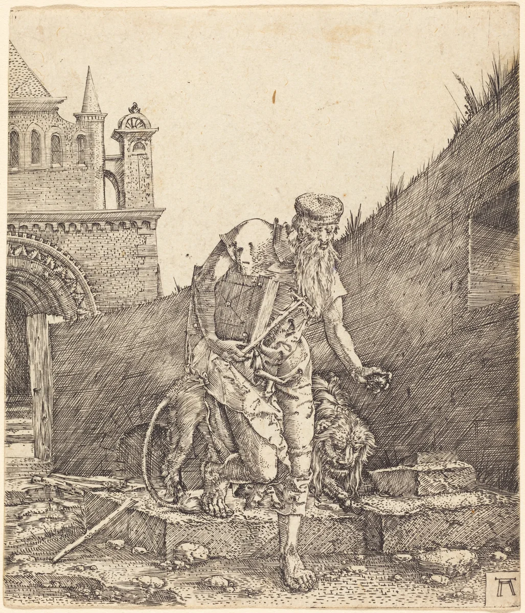 Saint Jerome in a Courtyard by Albrecht Altdorfer, print, 1512-1515