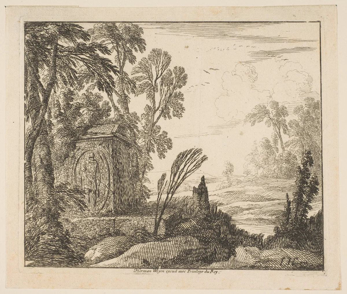 The Sarcophagus by Laurent de La Hyre, print, 1640