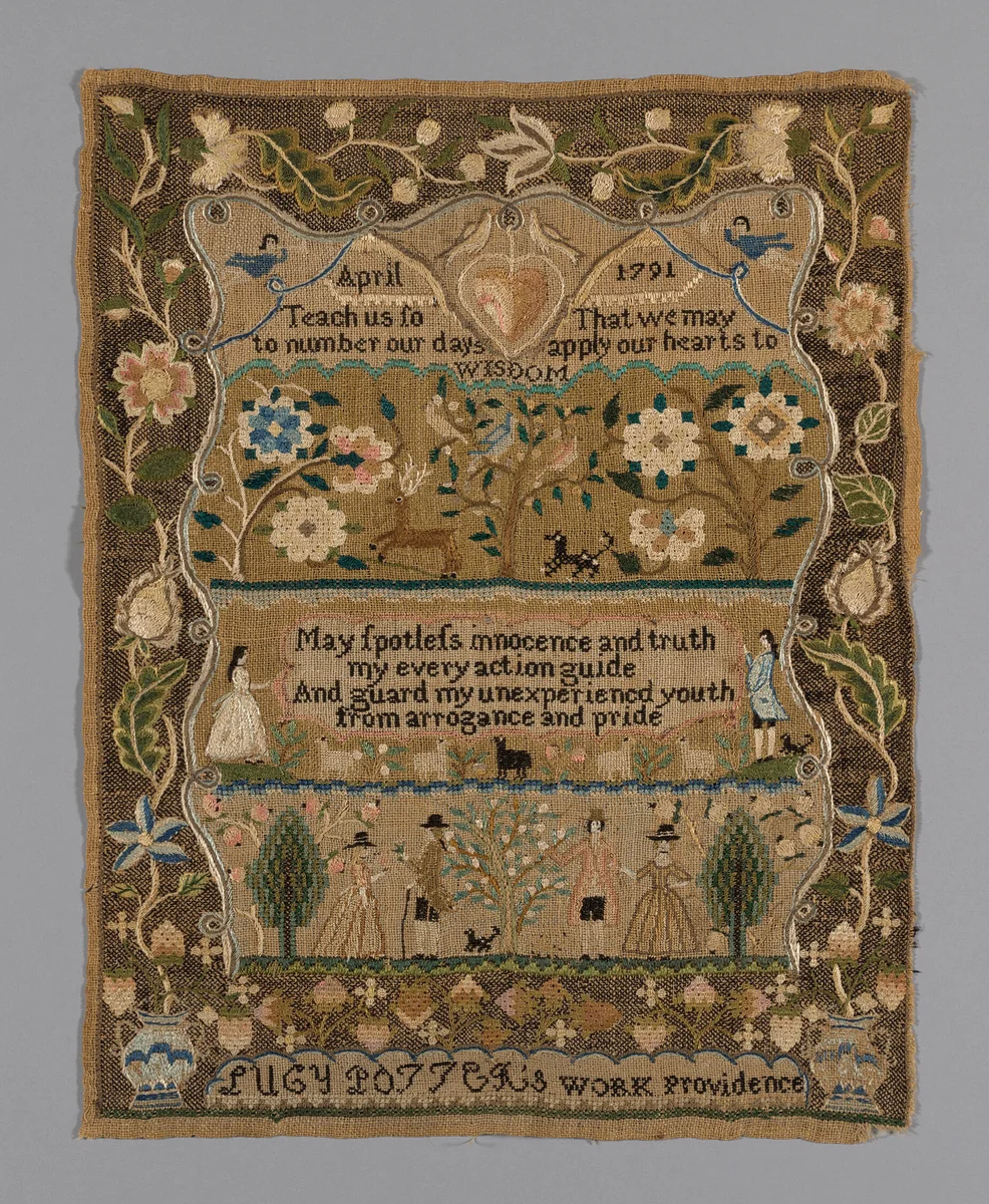 Sampler by Lucy Potter, textile, 1791