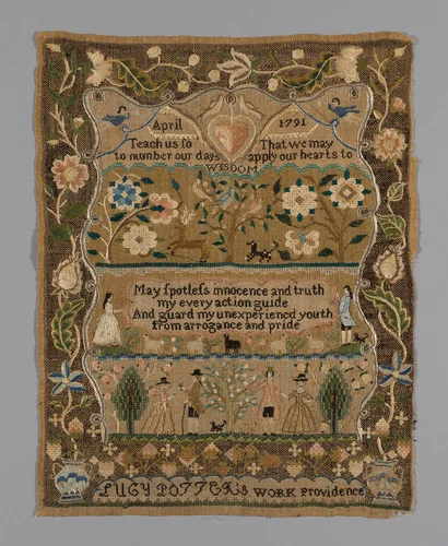 Sampler by Lucy Potter, textile, 1791