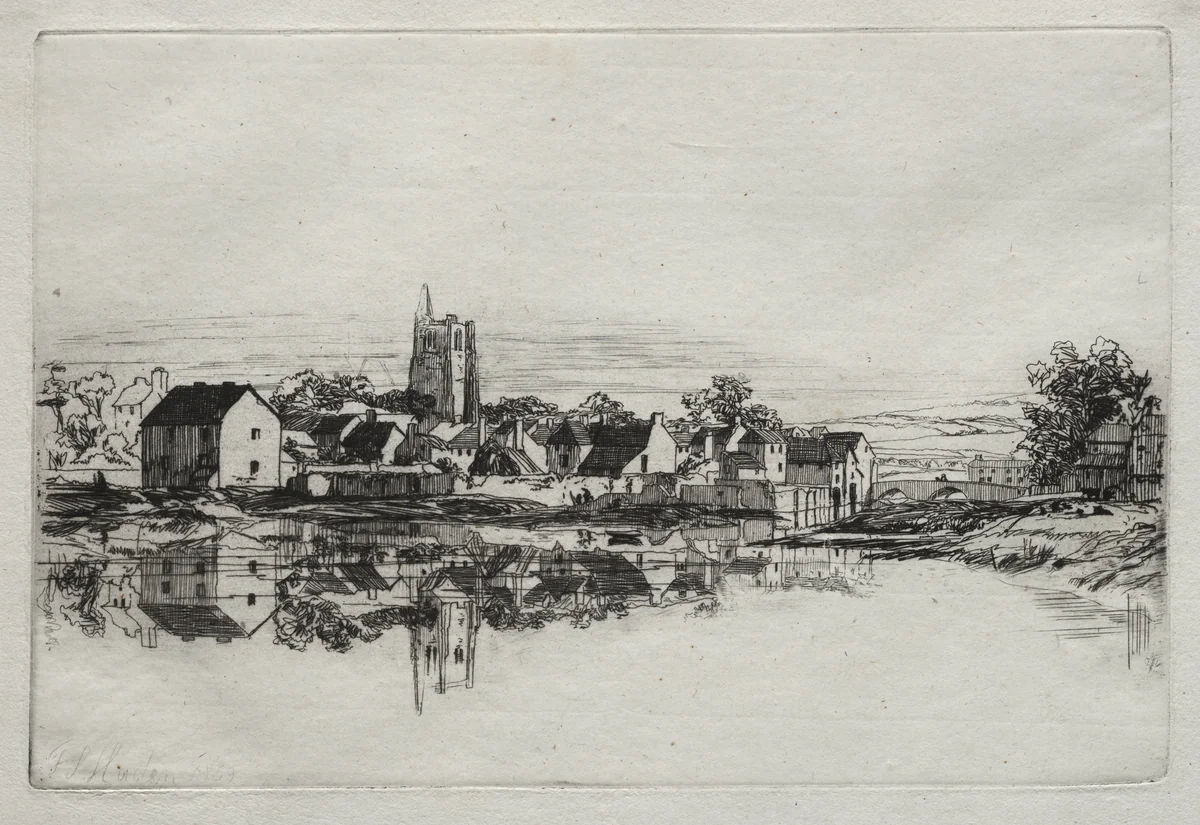Kidwelly Town by Francis Seymour-Haden, print, 1859