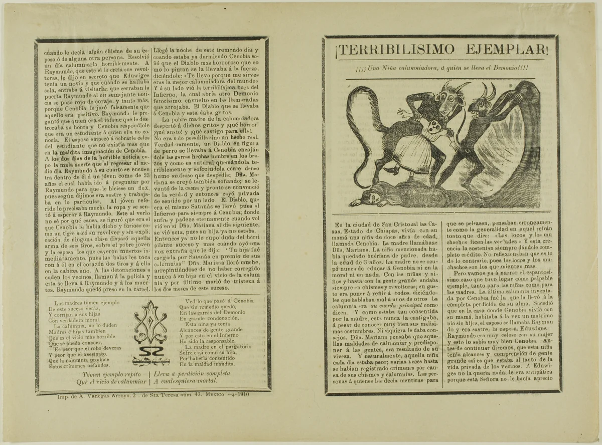 Very Terrible Example! by José Guadalupe Posada, print, 1905-1915