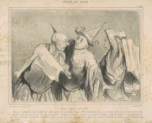 Chinois causant politique by Honoré Daumier, print, 1844