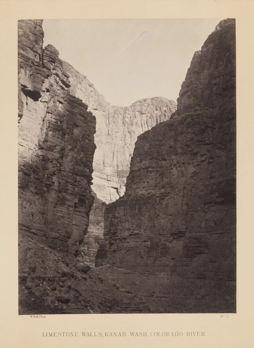 Limestone Walls, Kanab Wash, Colorado River by Timothy O'Sullivan, William H. Bell, photograph, 1872